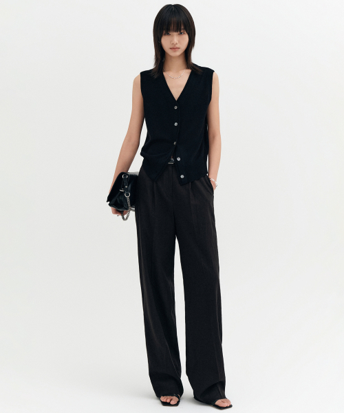 LOOKAST(ルックキャスト)の「ヘレナ リネン ストレート スラックス_ブラック / HELENA LINEN STRAIGHT SLACKS_BLACK(その他パンツ・レディース・ブラック・SMALL/MEDIUM)」の2枚目の写真