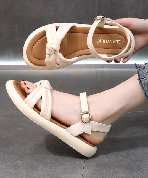 Miniministore(ミニミニストア)の「フラットサンダル ベルトサンダル 美脚夏(サンダル・レディース・ブラック/オフホワイト・24.0cm/25.0cm/22.5cm/23.5cm/24.5cm/23.0cm)」の16枚目の写真