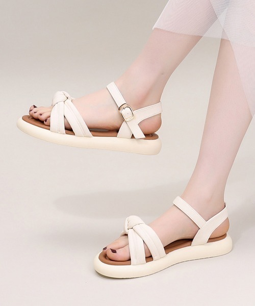 Miniministore(ミニミニストア)の「フラットサンダル ベルトサンダル 美脚夏(サンダル・レディース・ブラック/オフホワイト・24.0cm/25.0cm/22.5cm/23.5cm/24.5cm/23.0cm)」の8枚目の写真