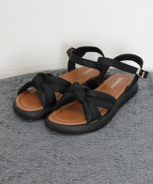 Miniministore(ミニミニストア)の「フラットサンダル ベルトサンダル 美脚夏(サンダル・レディース・ブラック/オフホワイト・24.0cm/25.0cm/22.5cm/23.5cm/24.5cm/23.0cm)」の3枚目の写真