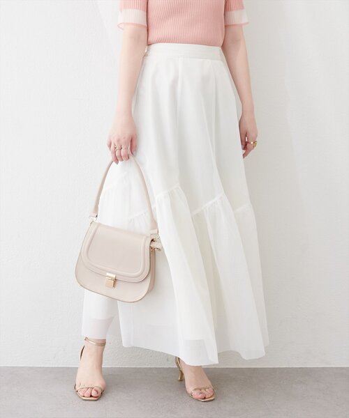 natural couture（ナチュラルクチュール）の「エアリーメッシュヘムスカート（スカート・レディース・ブラウン/オフホワイト/ブラック・LARGE/MEDIUM）」の10枚目の写真