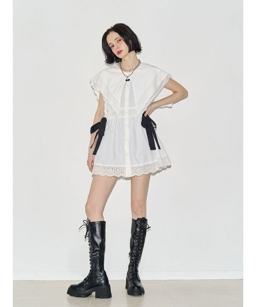 jouetie(ジュエティ)の「ビッグカラーノースリチュニックシャツ(シャツ/ブラウス・レディース・ブルー/グレー/オフホワイト・FREE)」の16枚目の写真
