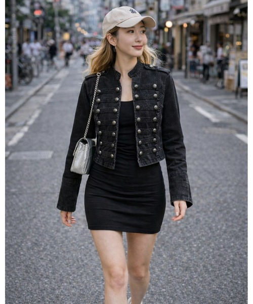 inst.ALL(インストール)の「デニムナポレオンジャケット(デニムジャケット・レディース・サックスブルー/ブラック/ブルー・M)」の14枚目の写真