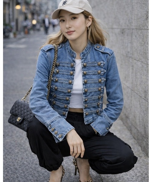 inst.ALL(インストール)の「デニムナポレオンジャケット(デニムジャケット・レディース・サックスブルー/ブラック/ブルー・M)」の18枚目の写真