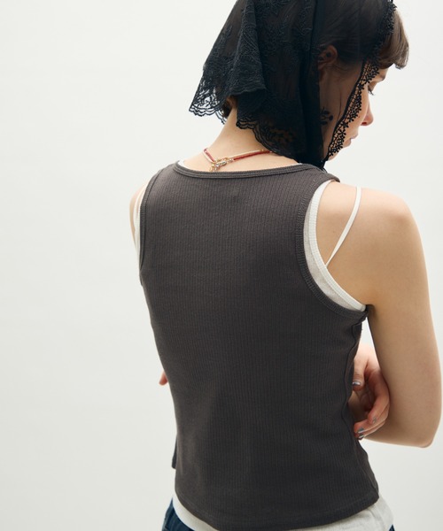 full/fill.(フルフィル)の「layered rib tank set / レイヤードリブタンクセット(タンクトップ・レディース・ダークグレー/グレー・FREE)」の13枚目の写真