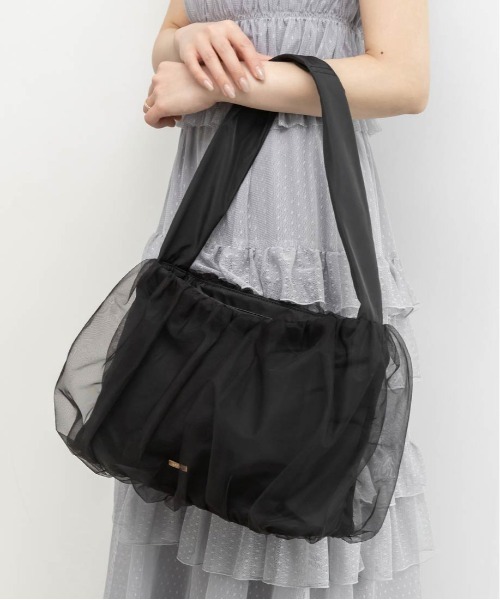 RANDA(ランダ)の「【A4対応】2WAY ビッグリボンチュールトートバッグ(トートバッグ・レディース・ブラック/アイボリー/ブルー・FREE)」の9枚目の写真