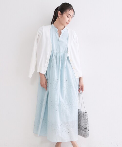 OPAQUE.CLIP（オペークドットクリップ）の「アイレットレース刺繍ワンピース【洗える】（ワンピース・レディース・サックスブルー/ブラウン系その他・00）」の19枚目の写真