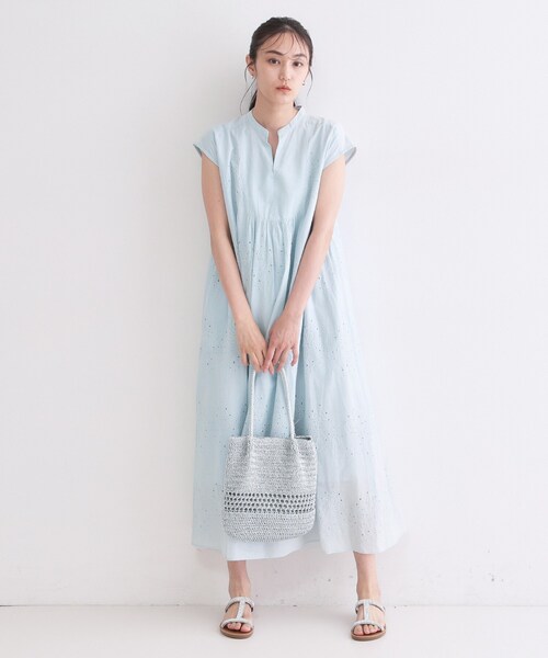 OPAQUE.CLIP（オペークドットクリップ）の「アイレットレース刺繍ワンピース【洗える】（ワンピース・レディース・サックスブルー/ブラウン系その他・00）」の17枚目の写真