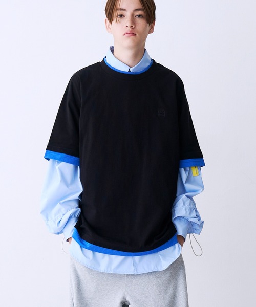 SeeSew(シーソー)の「【UNISEX】FAKE LAYERD LOGO TEE/フェイクレイヤードロゴTシャツ(Tシャツ/カットソー・メンズ・グレー/ブラック/ライトグレー/ネイビー・M/L)」の8枚目の写真