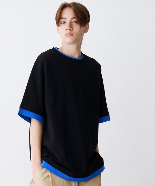 SeeSew(シーソー)の「【UNISEX】FAKE LAYERD LOGO TEE/フェイクレイヤードロゴTシャツ(Tシャツ/カットソー・メンズ・グレー/ブラック/ライトグレー/ネイビー・M/L)」の6枚目の写真