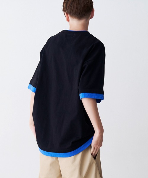 SeeSew(シーソー)の「【UNISEX】FAKE LAYERD LOGO TEE/フェイクレイヤードロゴTシャツ(Tシャツ/カットソー・メンズ・グレー/ブラック/ライトグレー/ネイビー・M/L)」の7枚目の写真