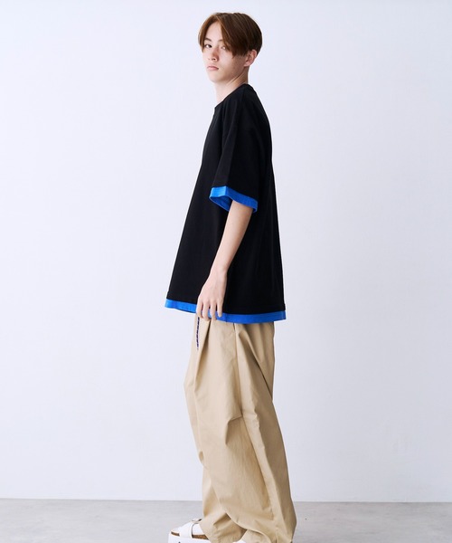 SeeSew(シーソー)の「【UNISEX】FAKE LAYERD LOGO TEE/フェイクレイヤードロゴTシャツ(Tシャツ/カットソー・メンズ・グレー/ブラック/ライトグレー/ネイビー・M/L)」の5枚目の写真