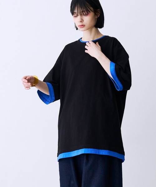 SeeSew(シーソー)の「【UNISEX】FAKE LAYERD LOGO TEE/フェイクレイヤードロゴTシャツ(Tシャツ/カットソー・メンズ・グレー/ブラック/ライトグレー/ネイビー・M/L)」の10枚目の写真