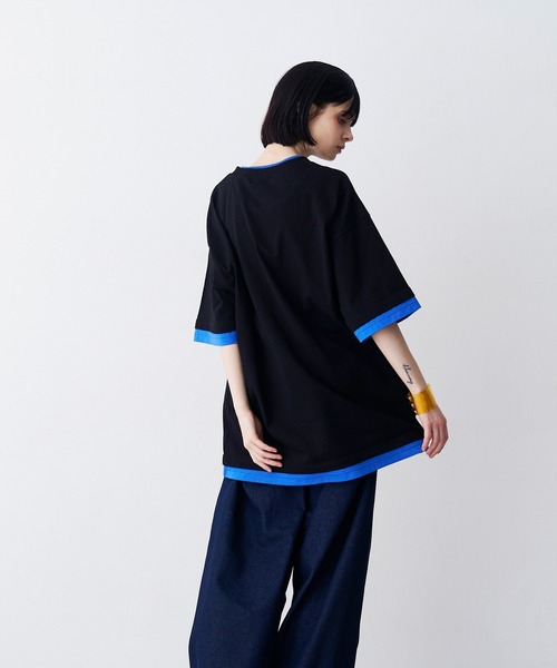 SeeSew(シーソー)の「【UNISEX】FAKE LAYERD LOGO TEE/フェイクレイヤードロゴTシャツ(Tシャツ/カットソー・メンズ・グレー/ブラック/ライトグレー/ネイビー・M/L)」の13枚目の写真