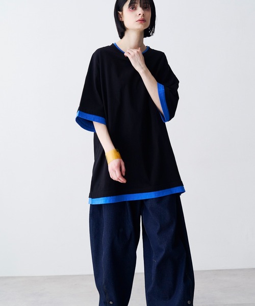 SeeSew(シーソー)の「【UNISEX】FAKE LAYERD LOGO TEE/フェイクレイヤードロゴTシャツ(Tシャツ/カットソー・メンズ・グレー/ブラック/ライトグレー/ネイビー・M/L)」の9枚目の写真