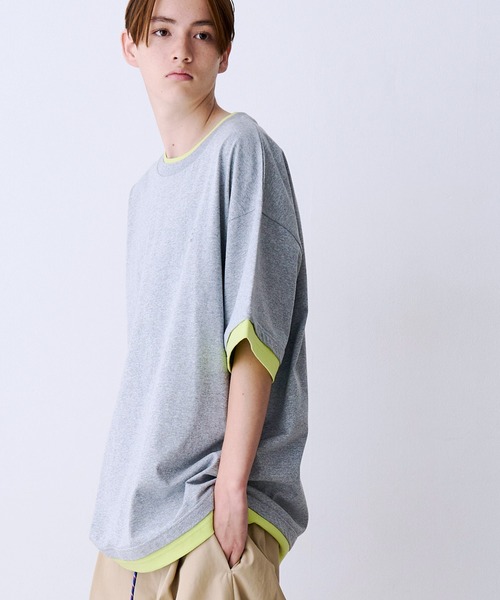 SeeSew(シーソー)の「【UNISEX】FAKE LAYERD LOGO TEE/フェイクレイヤードロゴTシャツ(Tシャツ/カットソー・メンズ・グレー/ブラック/ライトグレー/ネイビー・M/L)」の21枚目の写真