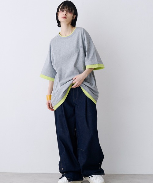 SeeSew(シーソー)の「【UNISEX】FAKE LAYERD LOGO TEE/フェイクレイヤードロゴTシャツ(Tシャツ/カットソー・メンズ・グレー/ブラック/ライトグレー/ネイビー・M/L)」の14枚目の写真