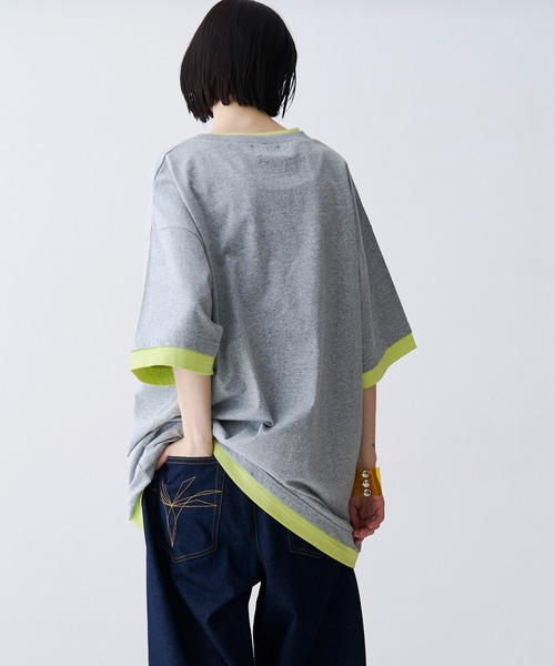 SeeSew(シーソー)の「【UNISEX】FAKE LAYERD LOGO TEE/フェイクレイヤードロゴTシャツ(Tシャツ/カットソー・メンズ・グレー/ブラック/ライトグレー/ネイビー・M/L)」の16枚目の写真