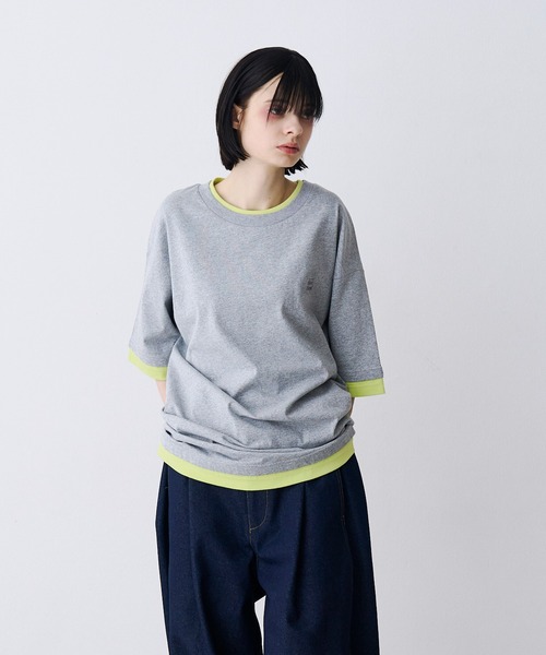 SeeSew(シーソー)の「【UNISEX】FAKE LAYERD LOGO TEE/フェイクレイヤードロゴTシャツ(Tシャツ/カットソー・メンズ・グレー/ブラック/ライトグレー/ネイビー・M/L)」の15枚目の写真