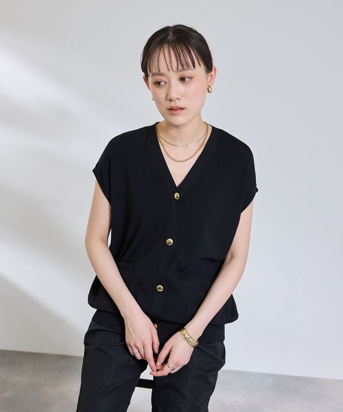 CROSS FUNCTION(クロスファンクション)の「《洗える》サマ美え Vネック金釦ニットベスト【CROSS FUNCTION/クロスファンクション】(ベスト・レディース・ブラック/オフホワイト・M/L/LL)」の18枚目の写真