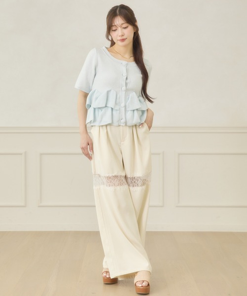 Ambre Neige(アンブルネージュ)の「lace switching wide pants / レースキリカエワイドパンツ(スラックス・レディース・アイボリー/ブラック/ライトグリーン・FREE)」の20枚目の写真
