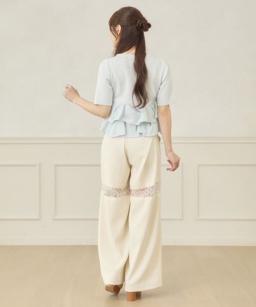 Ambre Neige(アンブルネージュ)の「lace switching wide pants / レースキリカエワイドパンツ(スラックス・レディース・アイボリー/ブラック/ライトグリーン・FREE)」の21枚目の写真