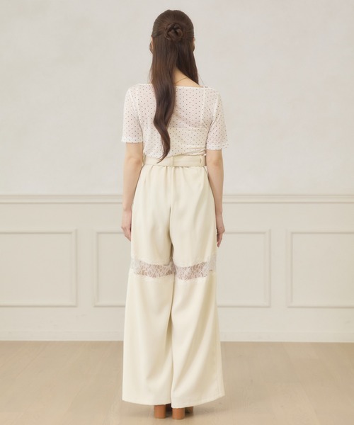 Ambre Neige(アンブルネージュ)の「lace switching wide pants / レースキリカエワイドパンツ(スラックス・レディース・アイボリー/ブラック/ライトグリーン・FREE)」の18枚目の写真