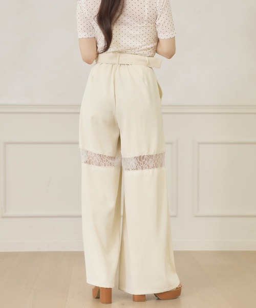 Ambre Neige(アンブルネージュ)の「lace switching wide pants / レースキリカエワイドパンツ(スラックス・レディース・アイボリー/ブラック/ライトグリーン・FREE)」の11枚目の写真