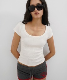 [B-BASIC] ベーシックワイドUネックリブ半袖Tシャツ