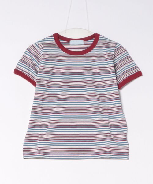 a.p.o.v.（エーピーオービー）の「a.p.o.v. クロップド丈Y2Kマルチボーダー柄リンガーTシャツ(レディース)（Tシャツ/カットソー・レディース・ネイビー/ブラウン/ワイン・ONESIZE）」の6枚目の写真