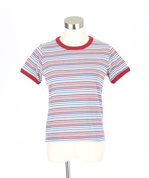 a.p.o.v.（エーピーオービー）の「a.p.o.v. クロップド丈Y2Kマルチボーダー柄リンガーTシャツ(レディース)（Tシャツ/カットソー・レディース・ネイビー/ブラウン/ワイン・ONESIZE）」の11枚目の写真