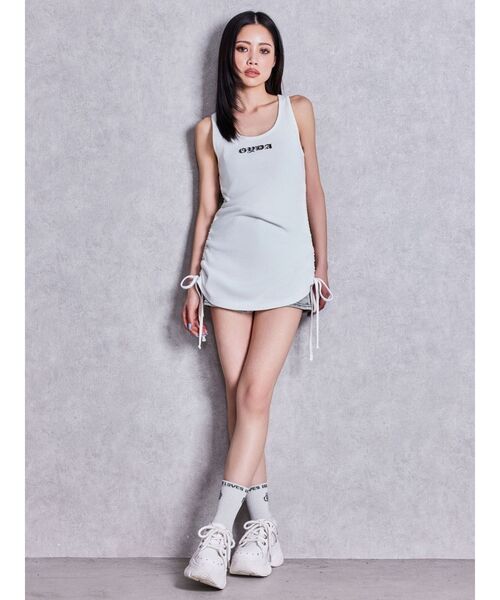 GYDA(ジェイダ)の「GYDA side drawstringチュニック(ワンピース・レディース・ブラック/オフホワイト・FREE)」の11枚目の写真