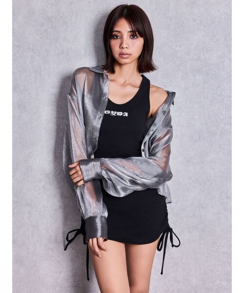 GYDA(ジェイダ)の「GYDA side drawstringチュニック(ワンピース・レディース・ブラック/オフホワイト・FREE)」の14枚目の写真