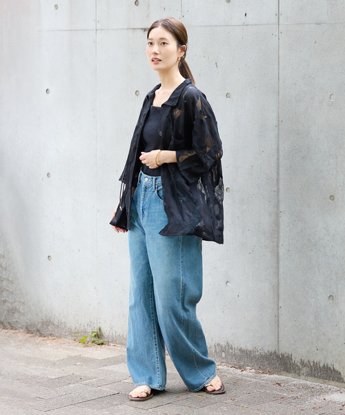 FRAMeWORK(フレームワーク)の「≪追加≫ESTHE OVERSIZED SHEER LACE シャツ(シャツ/ブラウス・レディース・ホワイト/ブラック・FREE)」の6枚目の写真