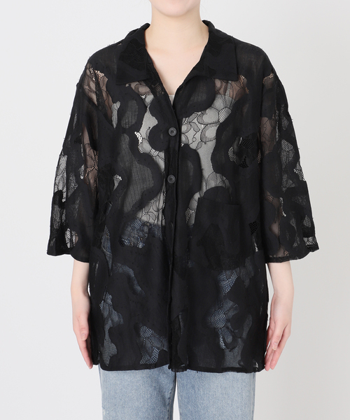 FRAMeWORK(フレームワーク)の「≪追加≫ESTHE OVERSIZED SHEER LACE シャツ(シャツ/ブラウス・レディース・ホワイト/ブラック・FREE)」の21枚目の写真