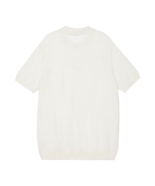 MAKEITTO（メイキット）の「ストライプテクスチャーカラーニット半袖Tシャツ_アイボリー（ポロシャツ・メンズ・アイボリー・LARGE/X-LARGE/XX-LARGE/MEDIUM）」の4枚目の写真