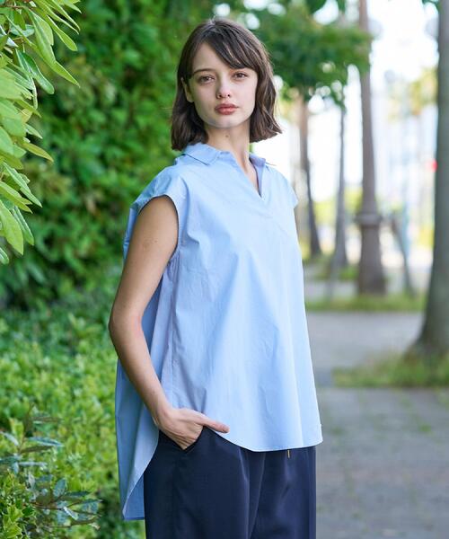 DRESSTERIOR(ドレステリア)の「フレンチスリーブ スキッパーブラウス(シャツ/ブラウス・レディース・ホワイト/ブラウン系その他/サックスブルー・36/38)」の7枚目の写真