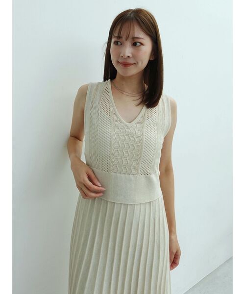 LAGUNAMOON（ラグナムーン）の「2WAYメッシュニットワンピース（ワンピース・レディース・アイボリー/ブラウン/レッド・MEDIUM/SMALL）」の9枚目の写真