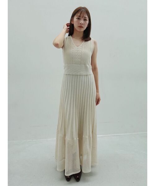 LAGUNAMOON(ラグナムーン)の「2WAYメッシュニットワンピース 【夏服】(ワンピース・レディース・アイボリー/ブラウン/レッド・MEDIUM/SMALL)」の1枚目の写真