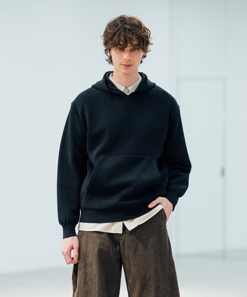 CITY TOKYO(シティトウキョウ)の「【CITY TOKYO/シティートーキョー】Joint knit フ-ディー(パーカー・メンズ・ダークグリーン/ブラック・1/2)」の2枚目の写真