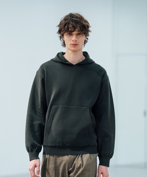 CITY TOKYO(シティトウキョウ)の「【CITY TOKYO/シティートーキョー】Joint knit フ-ディー(パーカー・メンズ・ダークグリーン/ブラック・1/2)」の1枚目の写真