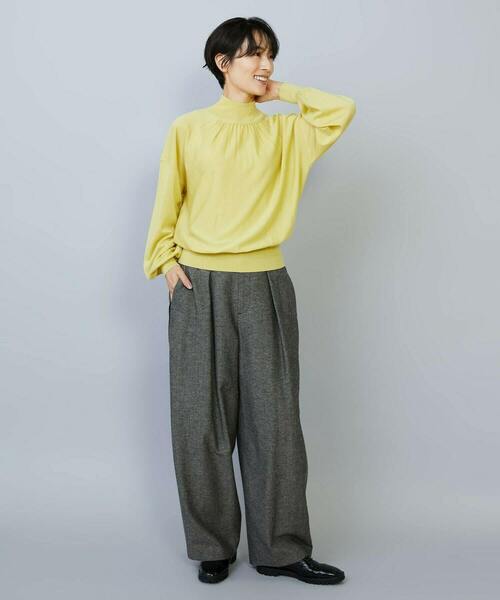 MOGA（モガ）の「ウールリネンツイルバレルワイドパンツ（その他パンツ・レディース・ブラック/グレー・3/1/2）」の5枚目の写真