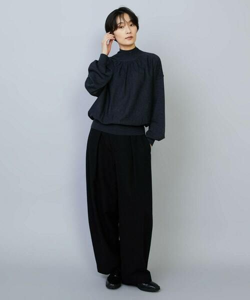 MOGA（モガ）の「ウールリネンツイルバレルワイドパンツ（その他パンツ・レディース・ブラック/グレー・3/1/2）」の6枚目の写真