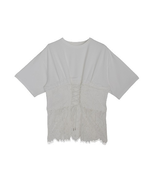 Ameri(アメリ)の「CORSET LIKE LACE DOCKING TEE(Tシャツ/カットソー・レディース・ホワイト/ブラック/レッド・FREE)」の10枚目の写真