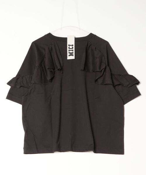mici(ミチ)の「mici/BACK RAFFLE TEE(Tシャツ/カットソー・レディース・ブルー/オフホワイト/ブラック・ONE SIZE)」の4枚目の写真