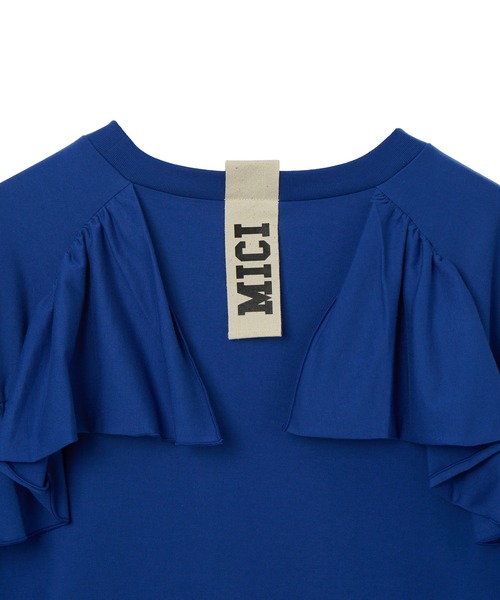 mici(ミチ)の「mici/BACK RAFFLE TEE(Tシャツ/カットソー・レディース・ブルー/オフホワイト/ブラック・ONE SIZE)」の20枚目の写真