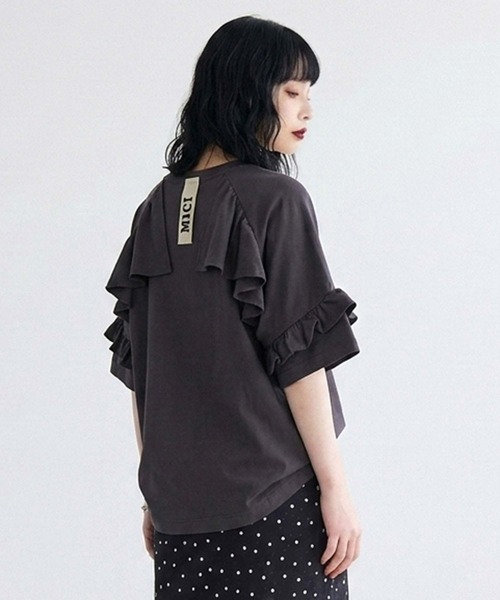 mici(ミチ)の「mici/BACK RAFFLE TEE(Tシャツ/カットソー・レディース・ブルー/オフホワイト/ブラック・ONE SIZE)」の7枚目の写真
