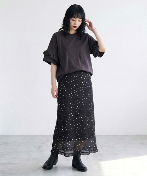 mici(ミチ)の「mici/BACK RAFFLE TEE(Tシャツ/カットソー・レディース・ブルー/オフホワイト/ブラック・ONE SIZE)」の11枚目の写真