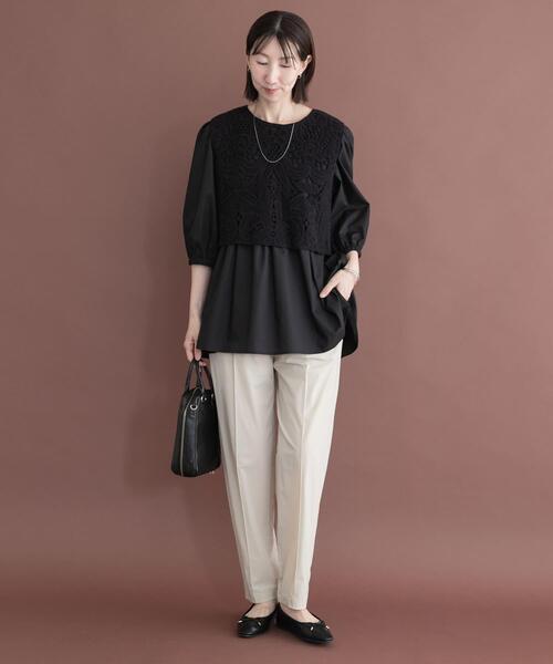 ITEMS URBANRESEARCH(アイテムズ アーバンリサーチ)の「タックテーパードストレッチパンツ(その他パンツ・レディース・ブラック/キャメル/ライトベージュ・FREE)」の22枚目の写真
