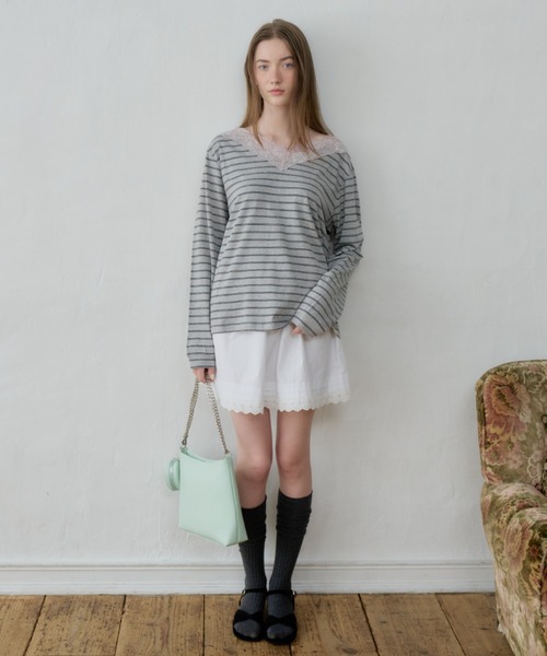 GIUNON(ジウノン)の「hem lace tuck skirt / ヘムレースタックスカート(スカート・レディース・ホワイト・FREE)」の20枚目の写真
